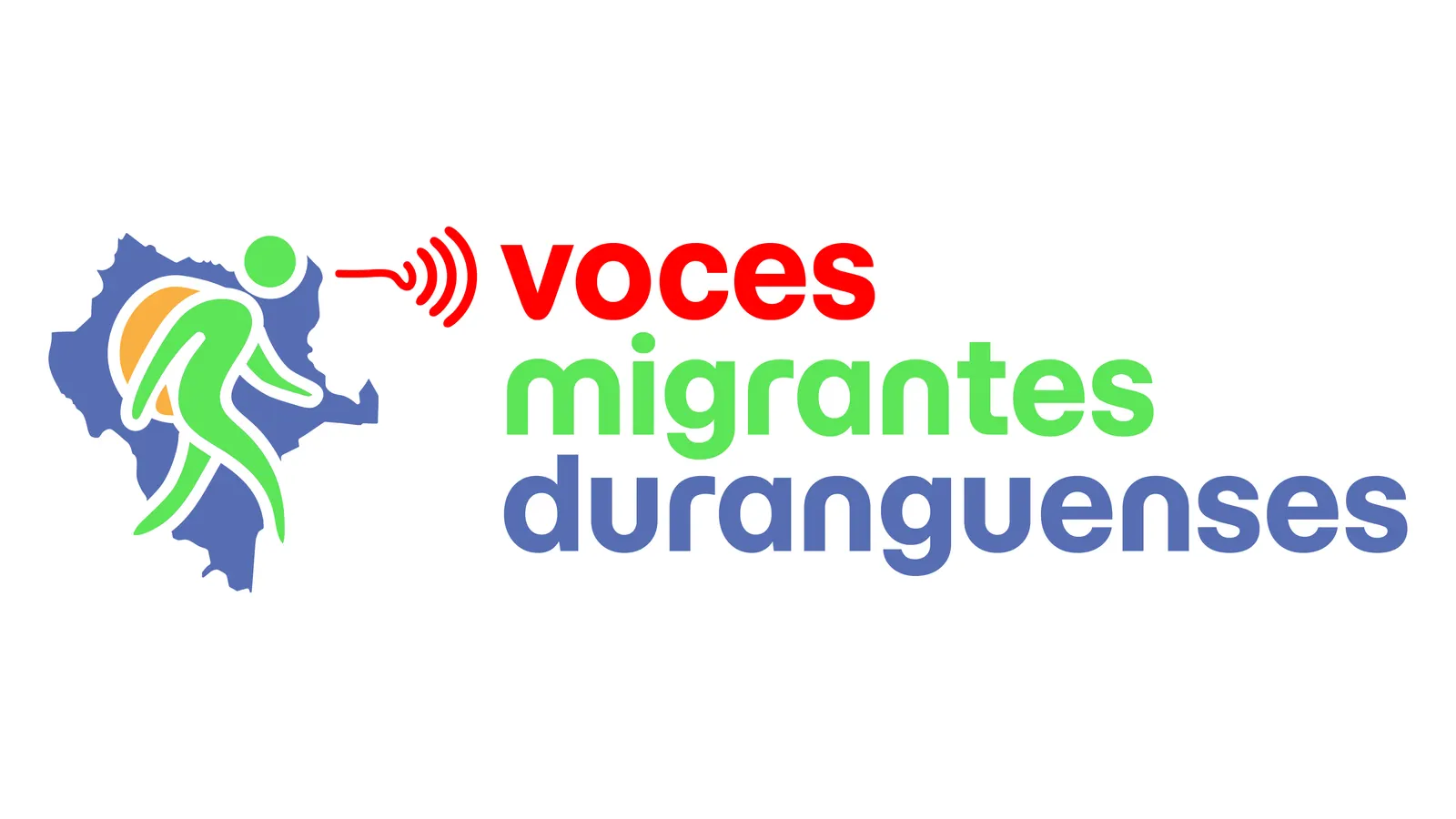 El logotipo que ya tenía la organización, y del que salió la paleta del sitio: la silueta de Durango, una figura en marcha y las ondas de voz.