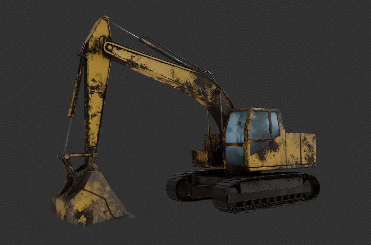 El texturizado de la excavadora, en Substance Painter.